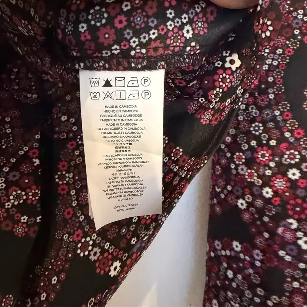 Michael Michael Kors Black and Red Floral Zip-Up Shirt - Picture 3 of 6